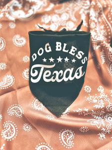 Dog Bless Texas Dog Bandana in Black